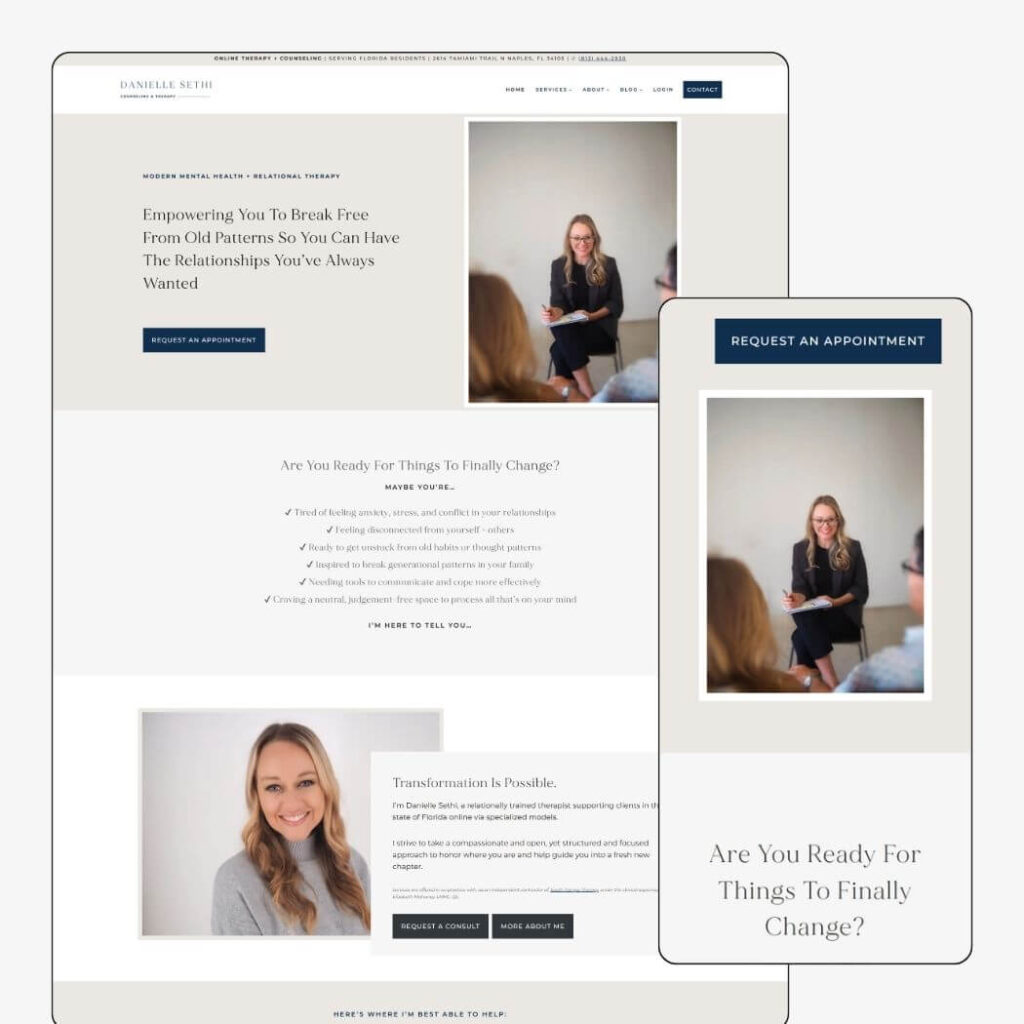 therapy practice website redesign with our template (case study) www.startbuildlaunch.com