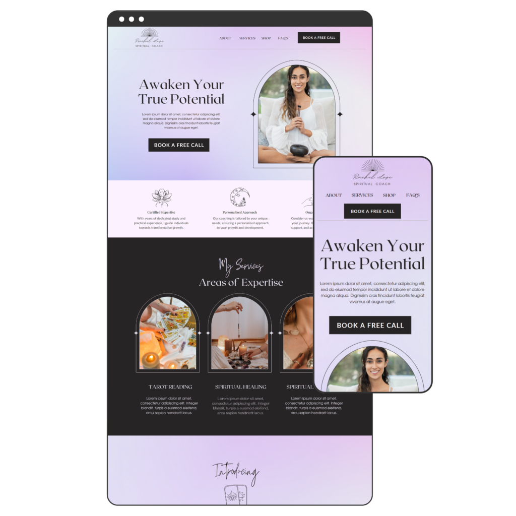 spiritual coach website template canva