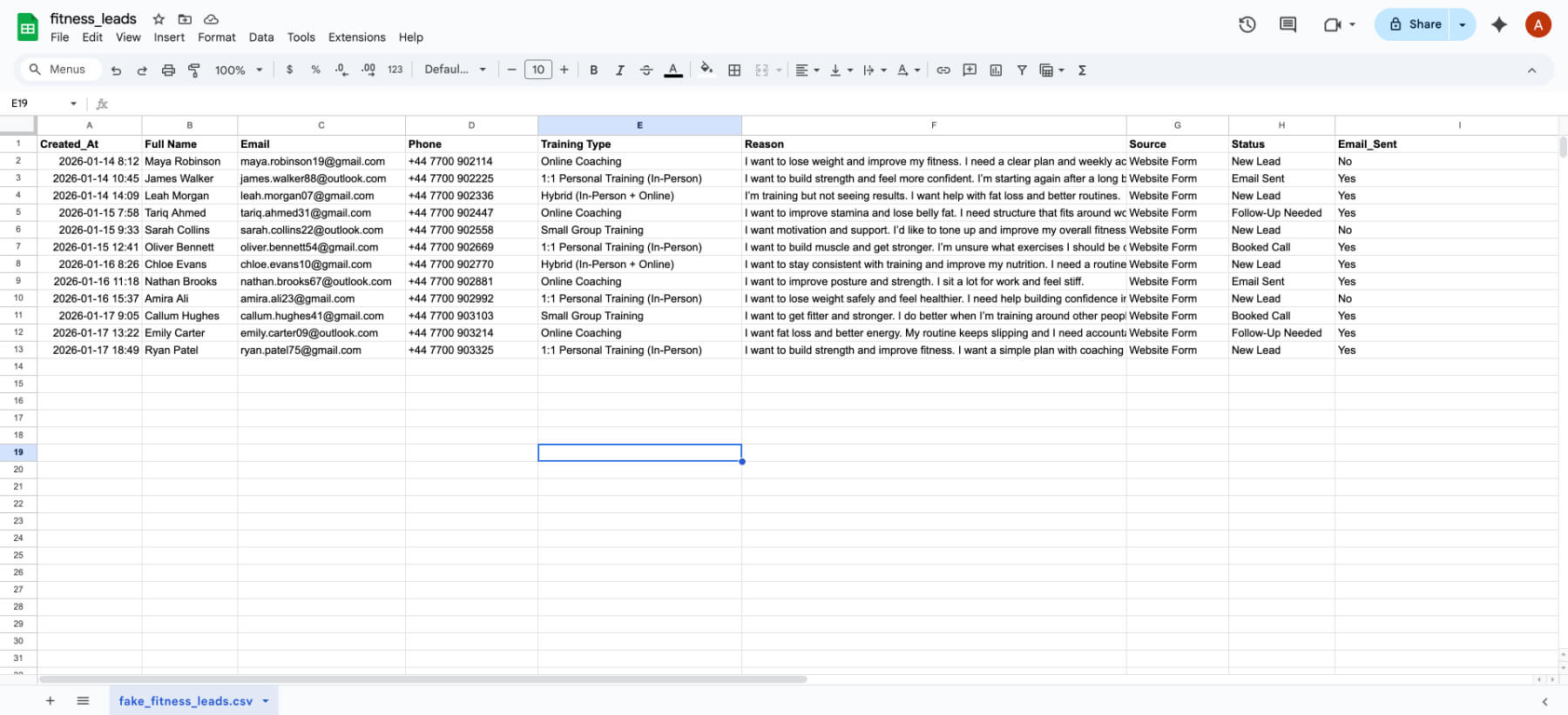 status updated to email sent