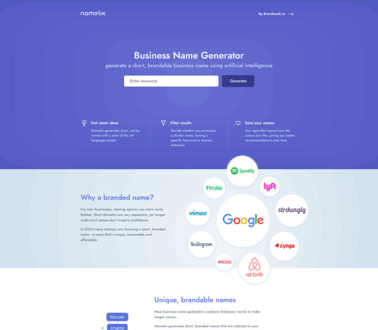 Namelix Business Name Generator