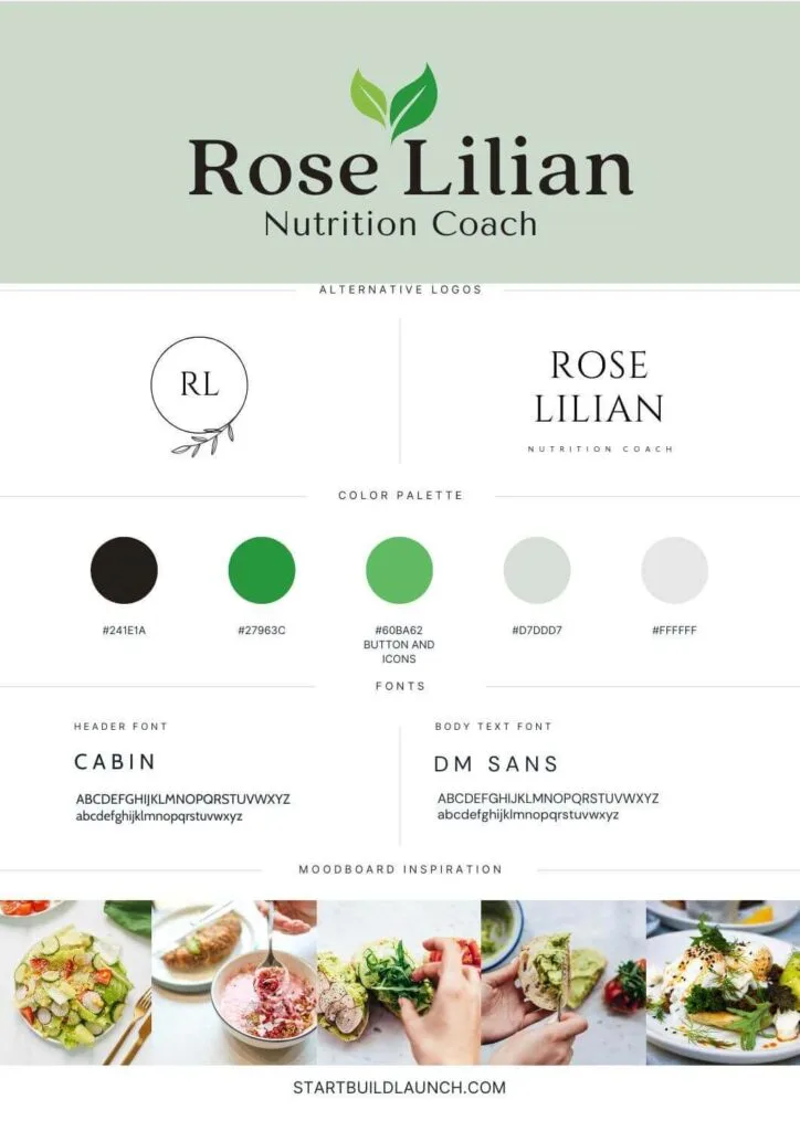 brand board for rose lilian startbuildlaunch.com